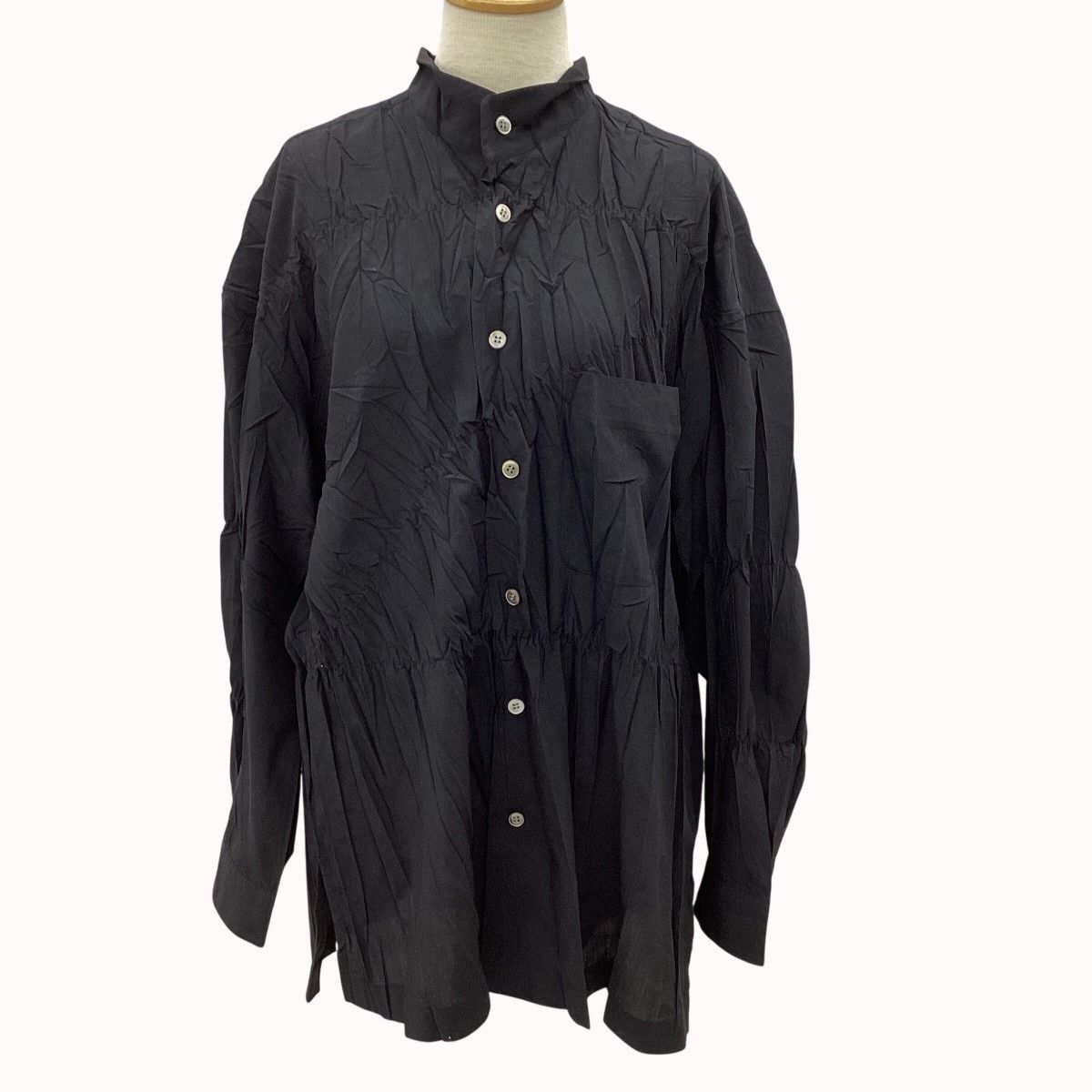 ISSEY MIYAKE イッセイミヤケ シワ加工 シャツ ブラック