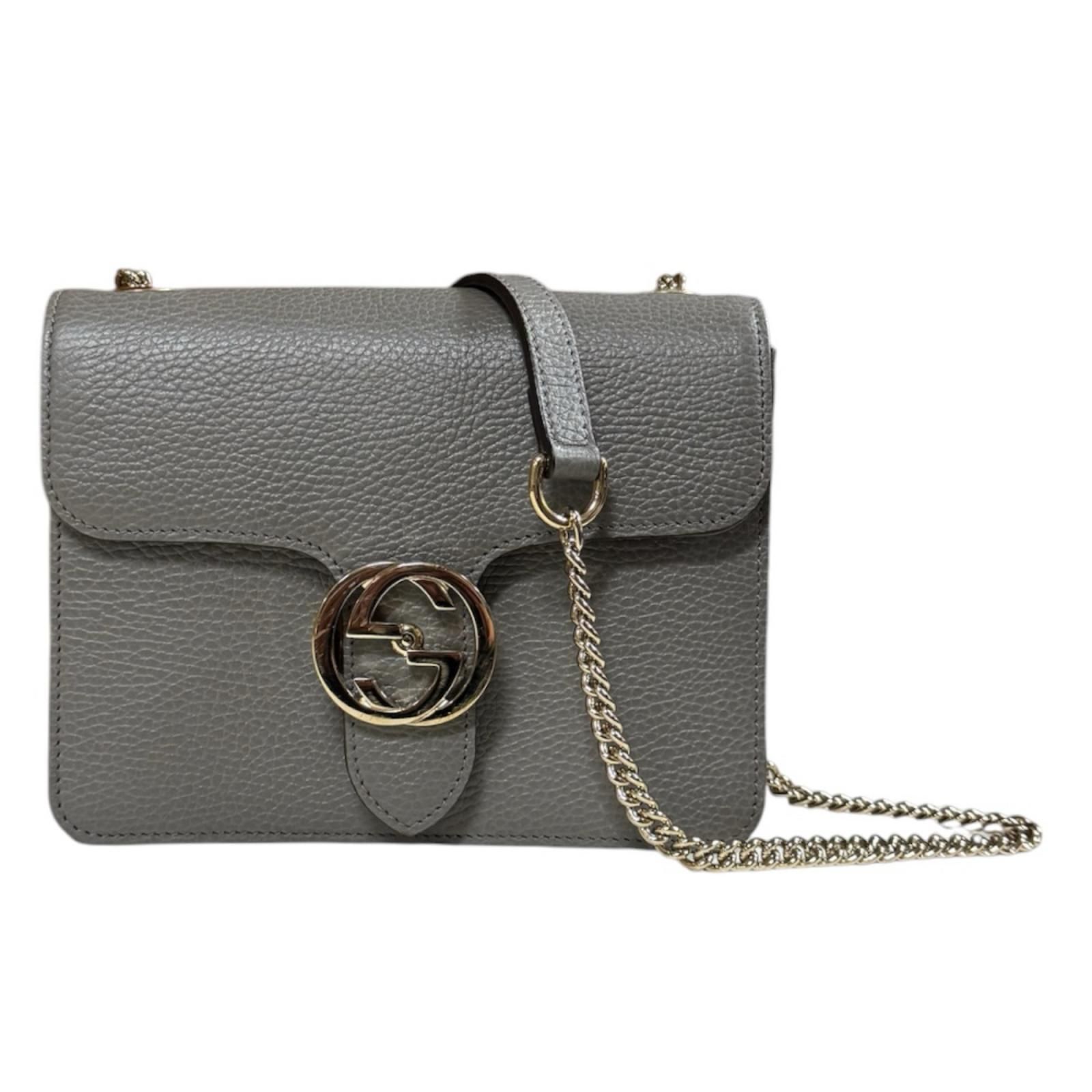 グッチ アウトレット品 インターロッキングG ショルダーバッグ レザー 510304 グレー レディース GUCCI 中古 グッチ