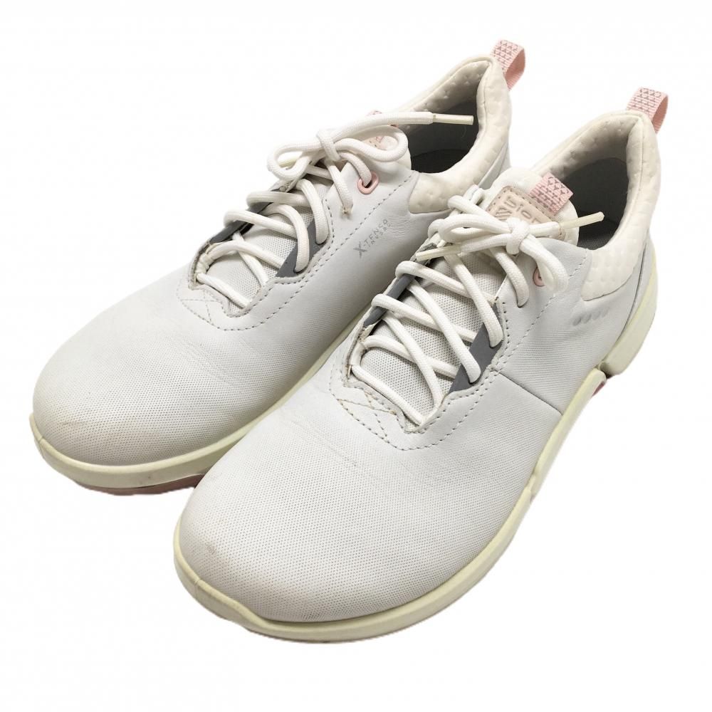 【美品】エコー ゴルフシューズ 白×ピンク BIOM H4 108203590 スパイクレス レディース EU37(23.5相当) ゴルフウェア ECCO
