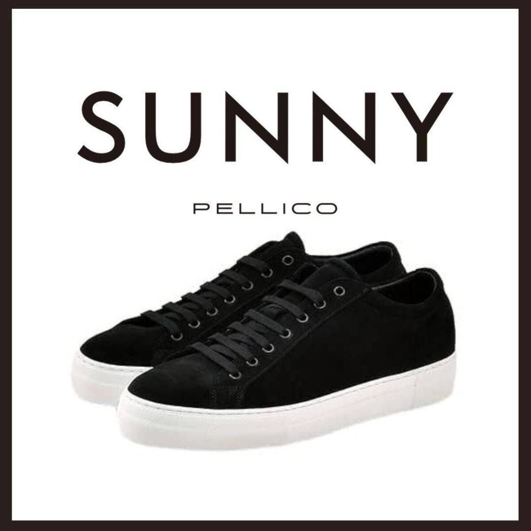 新品未使用 ペリーコサニー スエードレザー スニーカー ブラック 25cm相当【PELLICO SUNNY】レースアップシューズ