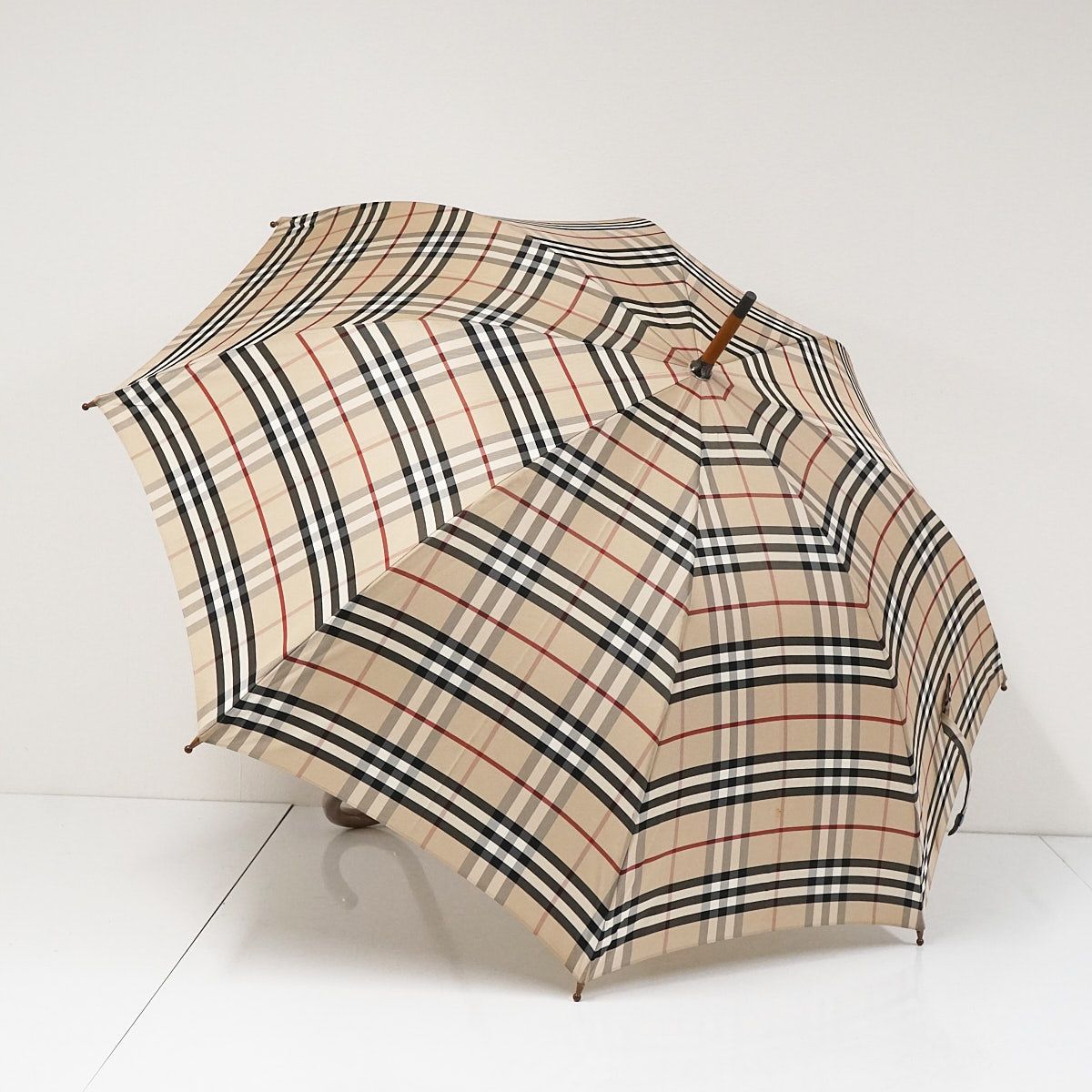 高級傘 BURBERRY バーバリー USED美品 チェック 定番柄 ライトベージュ