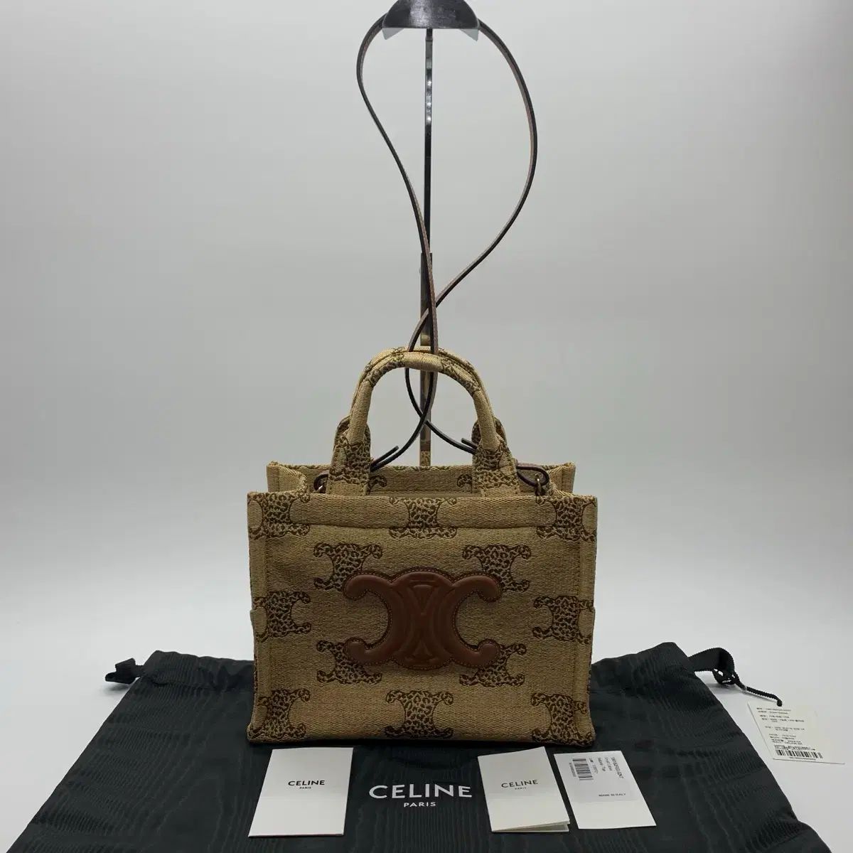 267001973 Celine セリーヌ カバス タイ ラフィア スモール 2way トートバッグ
