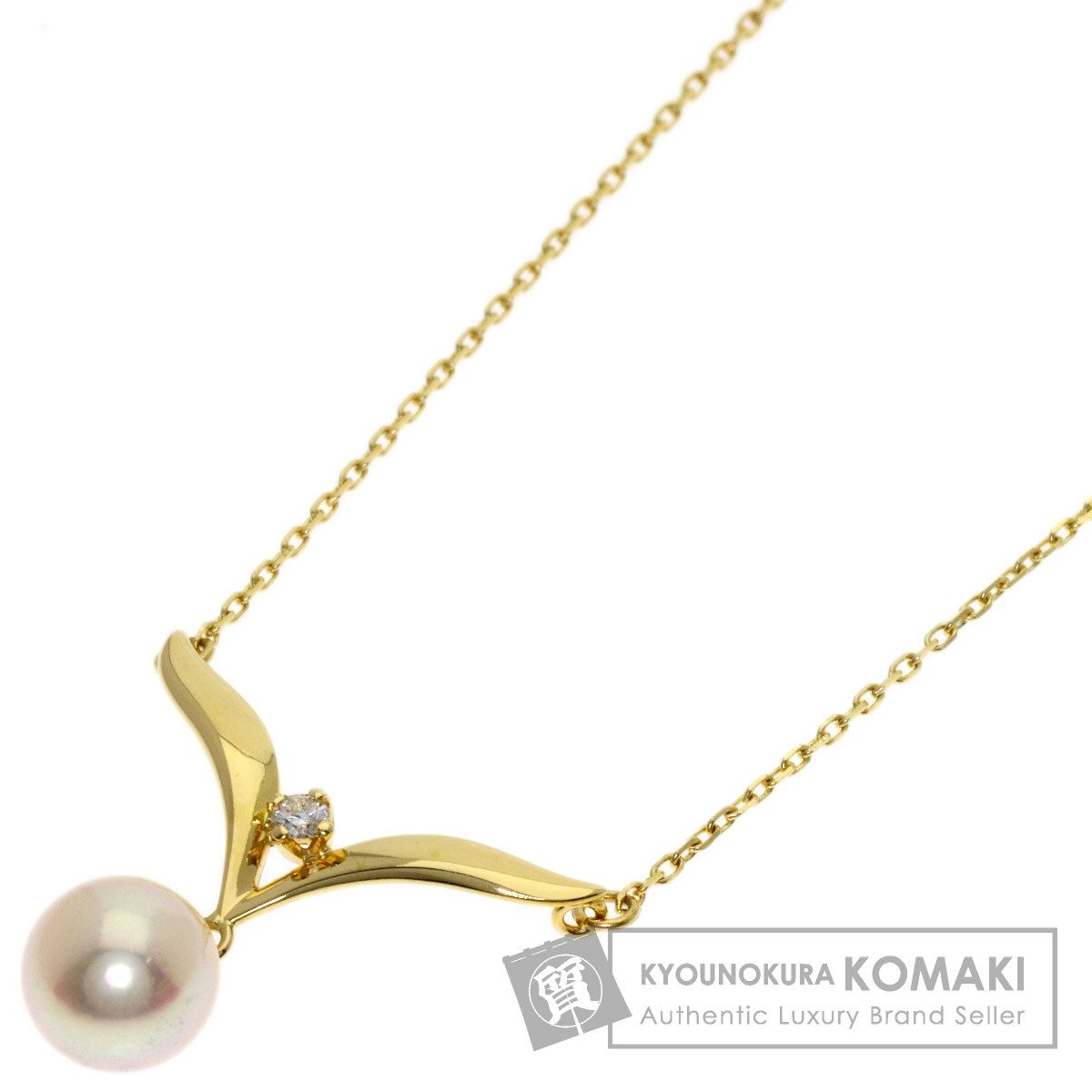MIKIMOTO ミキモト パール 真珠 ダイヤモンド ネックレス K18YG レディース [中古]