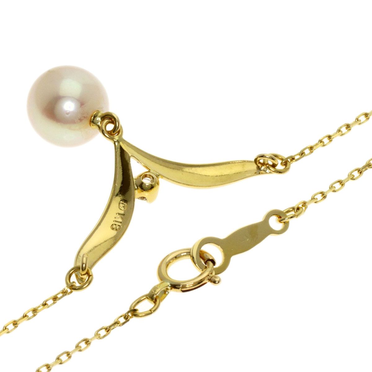 MIKIMOTO ミキモト パール 真珠 ダイヤモンド ネックレス K18YG 