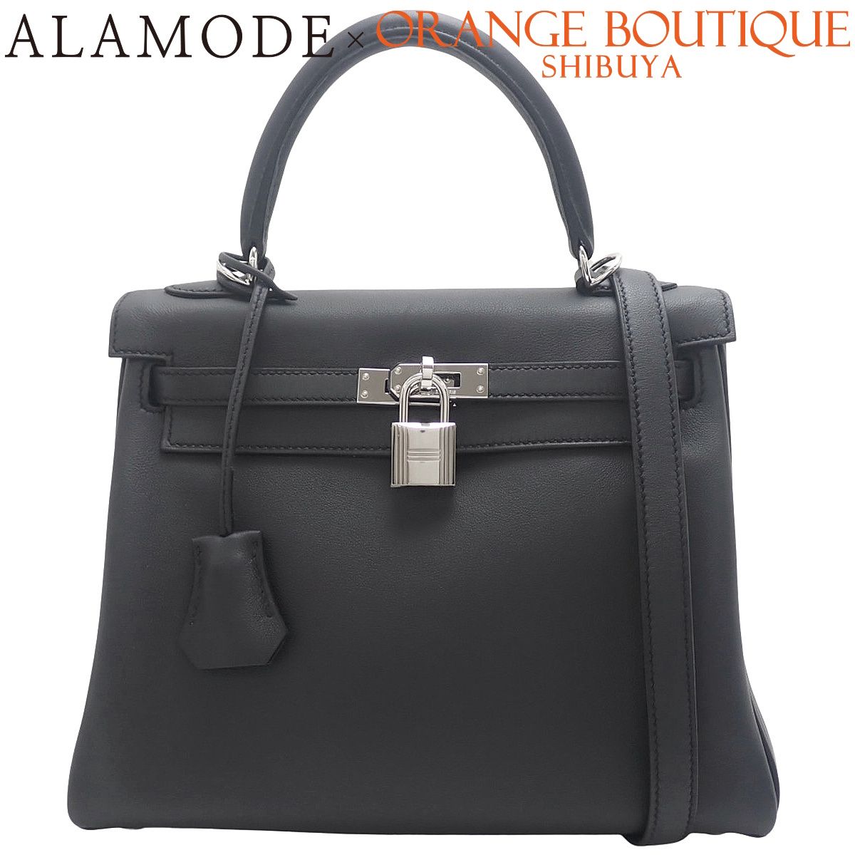 HERMES(エルメス) ケリー25(内縫い) ブルーインディゴ ダークネイビー ヴォースイフト パラジウム金具 シルバー金具 X刻印 ハンドバッグ ショルダー 肩掛け 2WAY レディース 40802196710【中古】【アラモード】