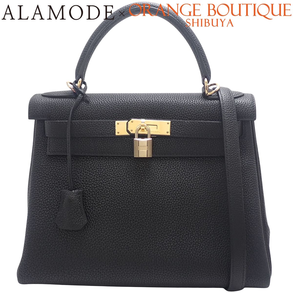 HERMES(エルメス) ケリー28(内縫い) ブラック黒 トゴ ゴールド金具 □G刻印 ハンドバッグ ショルダー 肩掛け 2WAY レディース 40101872196【中古】【アラモード】