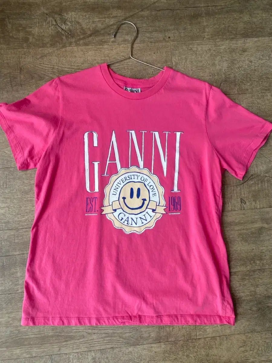 ガニー GANNI SMiLEY 半袖 Tシャツ ピンク
