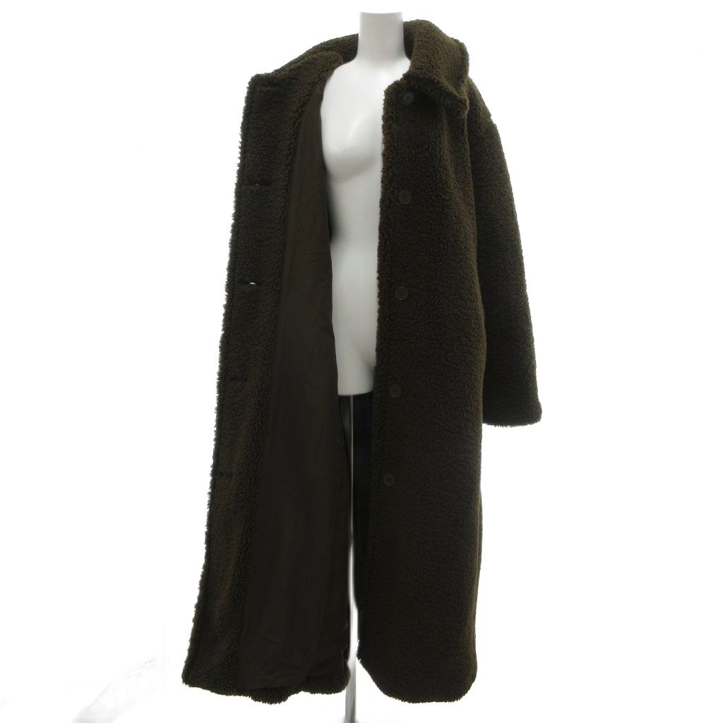 ザラ ZARA 美品 コート ボアフリース M 茶 ブラウン ロング マキシ丈