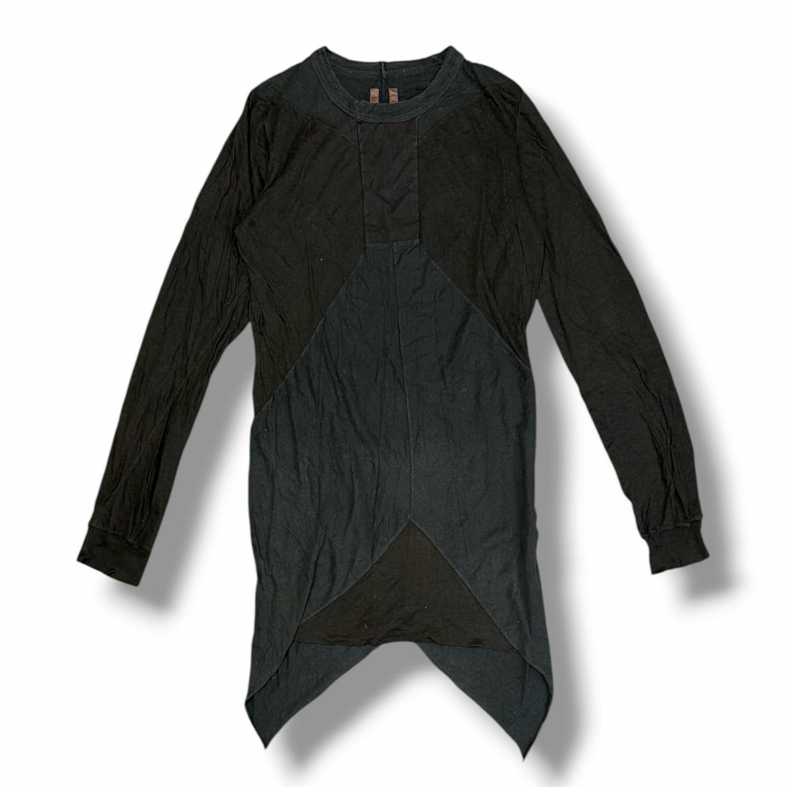 Rick Owens 変形パネルカットソー 長袖 カットソー リックオウエンス RU7255 ブラック S （8817M）