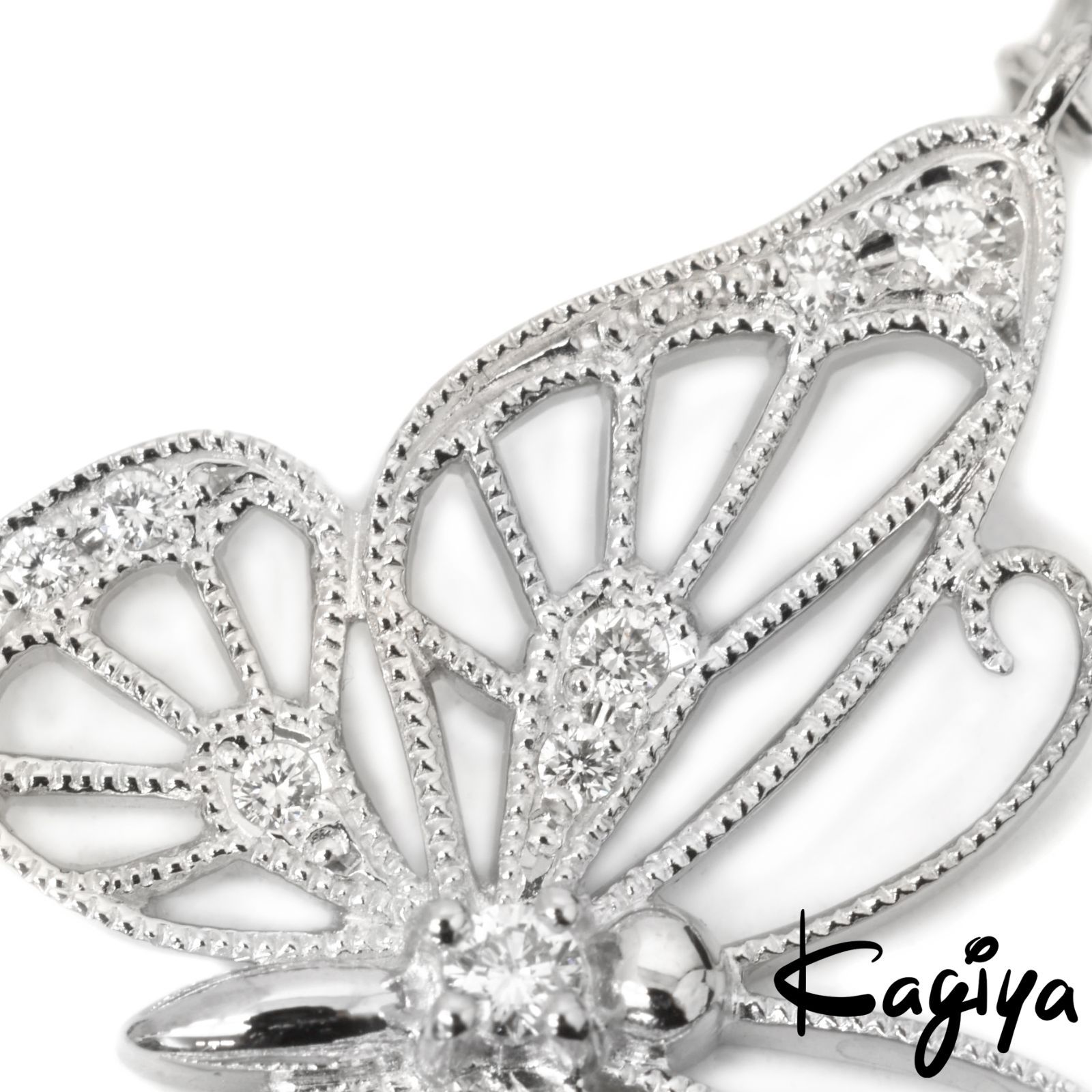 MIKIMOTO ミキモト K18 蝶モチーフ パール ダイヤ ネックレス 5.9g WG ホワイトゴールド バタフライ ダイヤモンド レディース ジュエリー アクセサリー