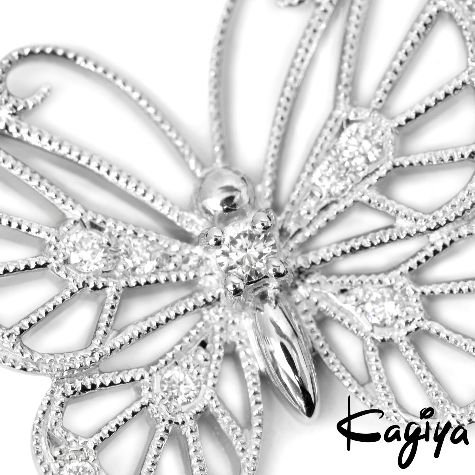 MIKIMOTO ミキモト K18 蝶モチーフ パール ダイヤ ネックレス 5.9g WG ホワイトゴールド バタフライ ダイヤモンド レディース ジュエリー アクセサリー