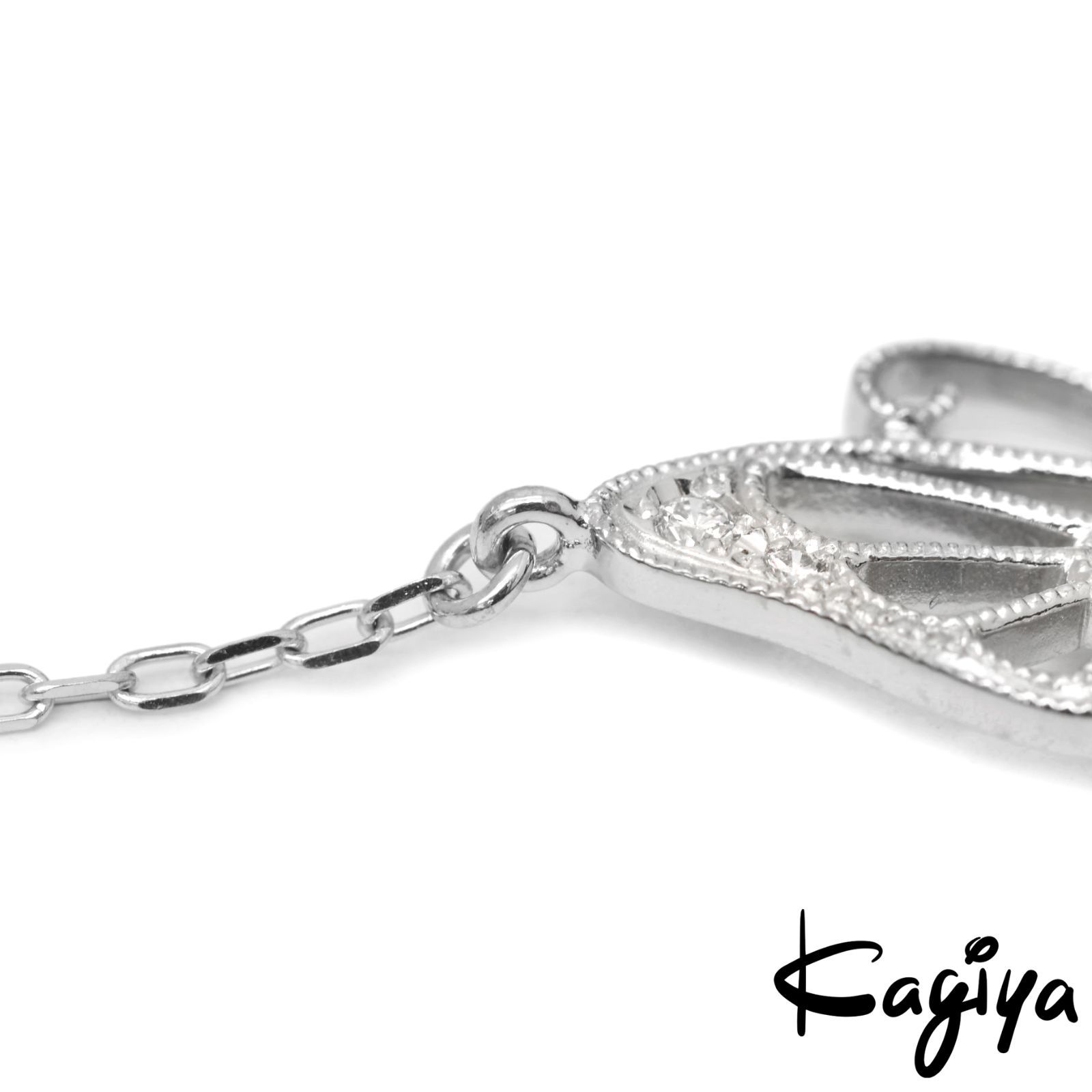 MIKIMOTO ミキモト K18 蝶モチーフ パール ダイヤ ネックレス 5.9g WG ホワイトゴールド バタフライ ダイヤモンド レディース ジュエリー アクセサリー