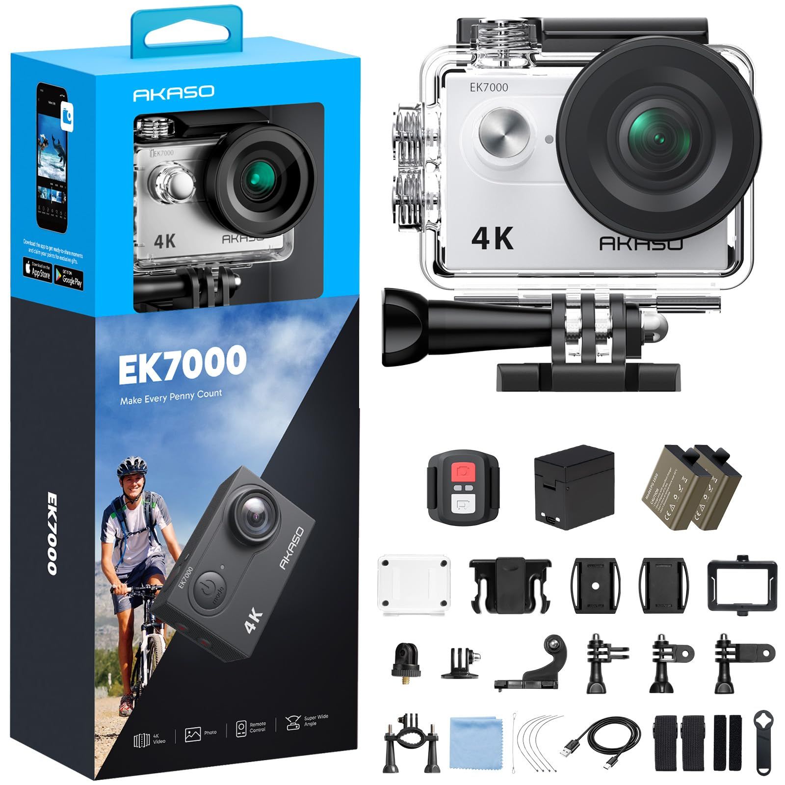 ☆新品☆AKASO アクションカメラ EK7000 4K30FPS 20MP 水中カメラ WiFi搭載 外部マイク対応 30M防水 170度広角レンズ 1050mAhバッテリー2個付き アクションカム ウェアラブルカメラ 豊富なアクセサリー cc7861da ☆新品☆AKASO アクションカメラ EK7000 4K30FPS 20MP 水中カメラ WiFi搭載 外部マイク対応 30M防水 170度広角レンズ 1050mAhバッテリー2個付き アクションカム ウェアラブルカメラ 豊富なアクセサリー cc7861da