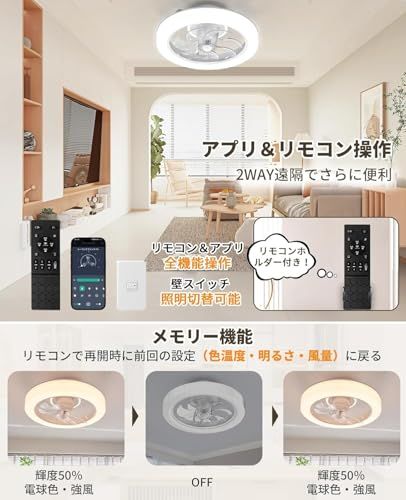☆新品☆SUKITEN シーリングファンライト LED Φ50cm 3500LM 正逆回転 首振り機能 ファン付き照明 サーキュレーター DCモーター 静音 省エネ 無段階調光調色 6段階風量 メモリー/タイマー機能 APP操作 2.4Gリモ 4d0a6704