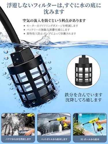 ☆新品☆【2026新登場強化版】高圧洗浄機 コードレス 充電式 洗車機 バッテリー2個 6000mAh マキタ18Vバッテリー対応可能 自吸式 6in1 高水圧 噴射距離10M ノズル ペットボトル対応 5mホース 家庭用 超軽量 女性や高齢 5672185a