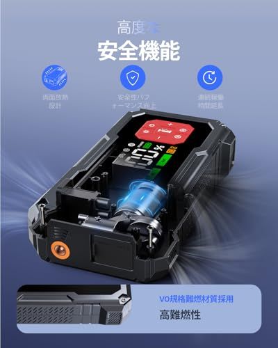 ☆新品☆ジャンプスターター 空気入れ 12V 車用 エンジンスターター BiuBox 8500A 150PSI バッテリーブースター エアコンプレッサー搭載 全ガソリン車 / 9L 以下 ディーゼル車対応 LED緊急ライト絶縁手袋付き PSE 7e9185e4