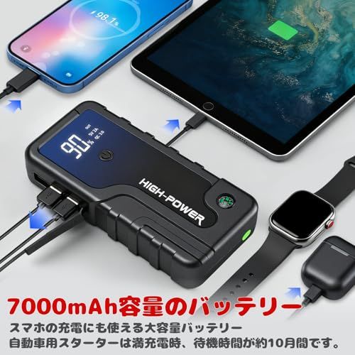 ☆新品☆PSE認証済 12V 車用ジャンプスターター エンジンスターター スマートクリップ 車緊急始動 ピーク電流200A 大容量&緊急時/車載用LEDライト内蔵 ブラック 1a69776b ☆新品☆PSE認証済 12V 車用ジャンプスターター エンジンスターター スマートクリップ 車緊急始動 ピーク電流200A 大容量&緊急時/車載用LEDライト内蔵 ブラック 1a69776b