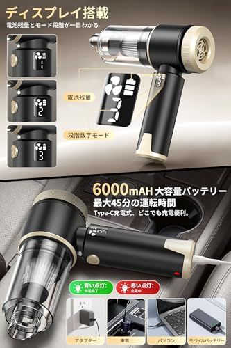☆新品☆【家電批評ベストバイ受賞】Gekwaii ハンディークリーナー 車用掃除機 4in1多機能 コードレス ハンディ掃除機 3段階モード ディスプレイ残量表示 電動エアーダスター/空気入れ・抜き機能つき パワフル最大40000PA Typ 281d68ea