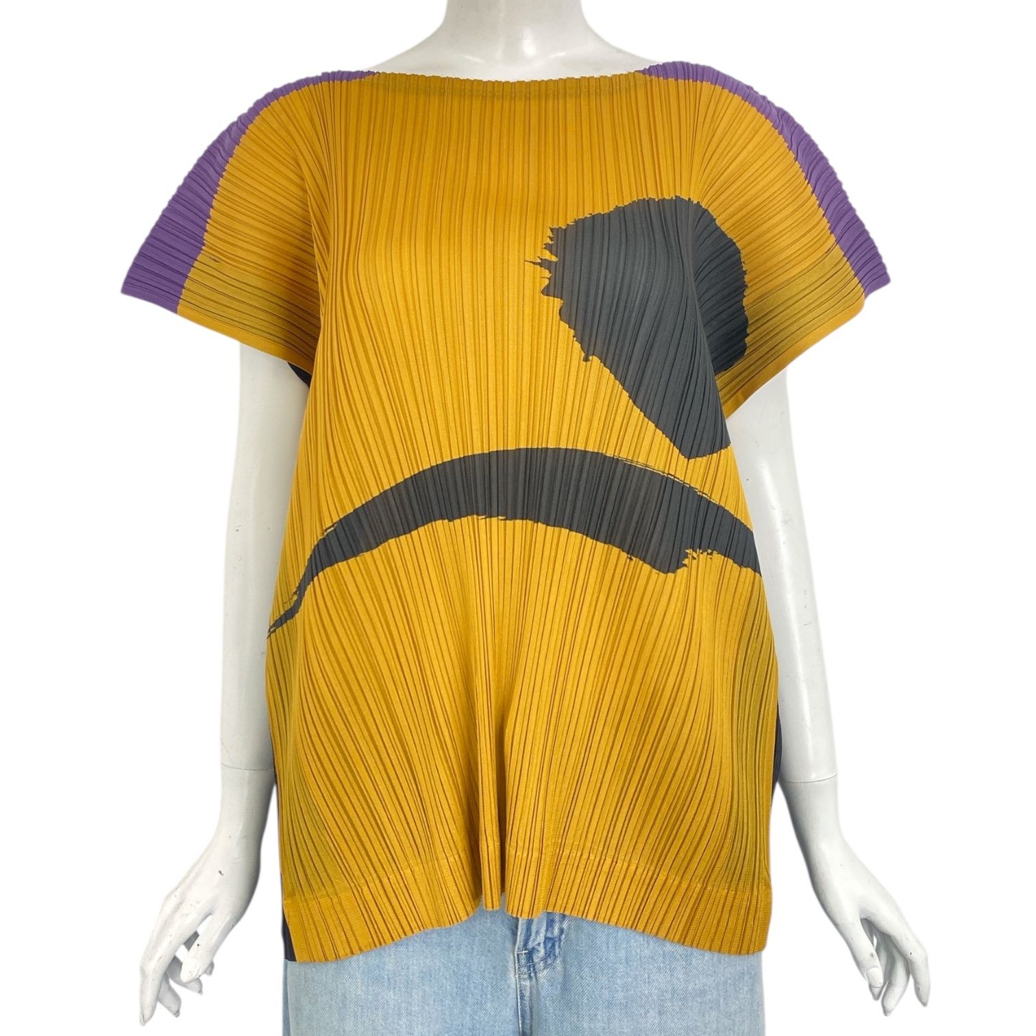レア 希少 新品同様 ISSEY MIYAKE イッセイミヤケ PLEATS PLEASE プリーツプリーズ トップス カットソー IKKO TANAKA 田中一光 マルチカラー サイズ3