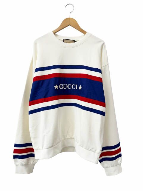 グッチ GUCCI Cotton Jersey Sweatshirt With Embroidery ロゴ刺繍 コットン ジャージー スウェット シャツ トレーナー 746988 XJFK1 L 白ホワイト ブランド古着ベクトル 中古☆AA★■260609