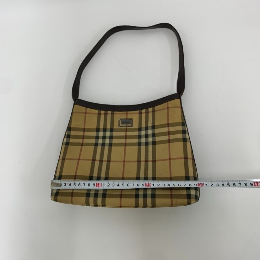 【訳あり格安】バーバリー ワンショルダーバッグ ノバチェック キャンバス 茶（0176）
