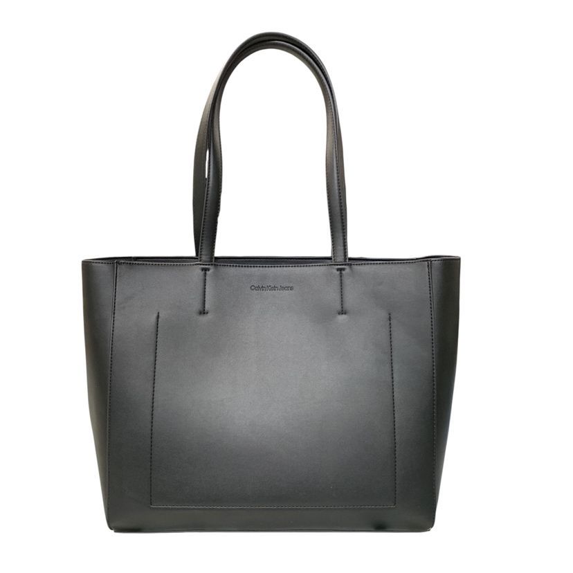 ♪4431 Calvin Klein Jeans カルバンクライン トートバッグ 大容量 ロゴ シンプル無地 黒系 中古