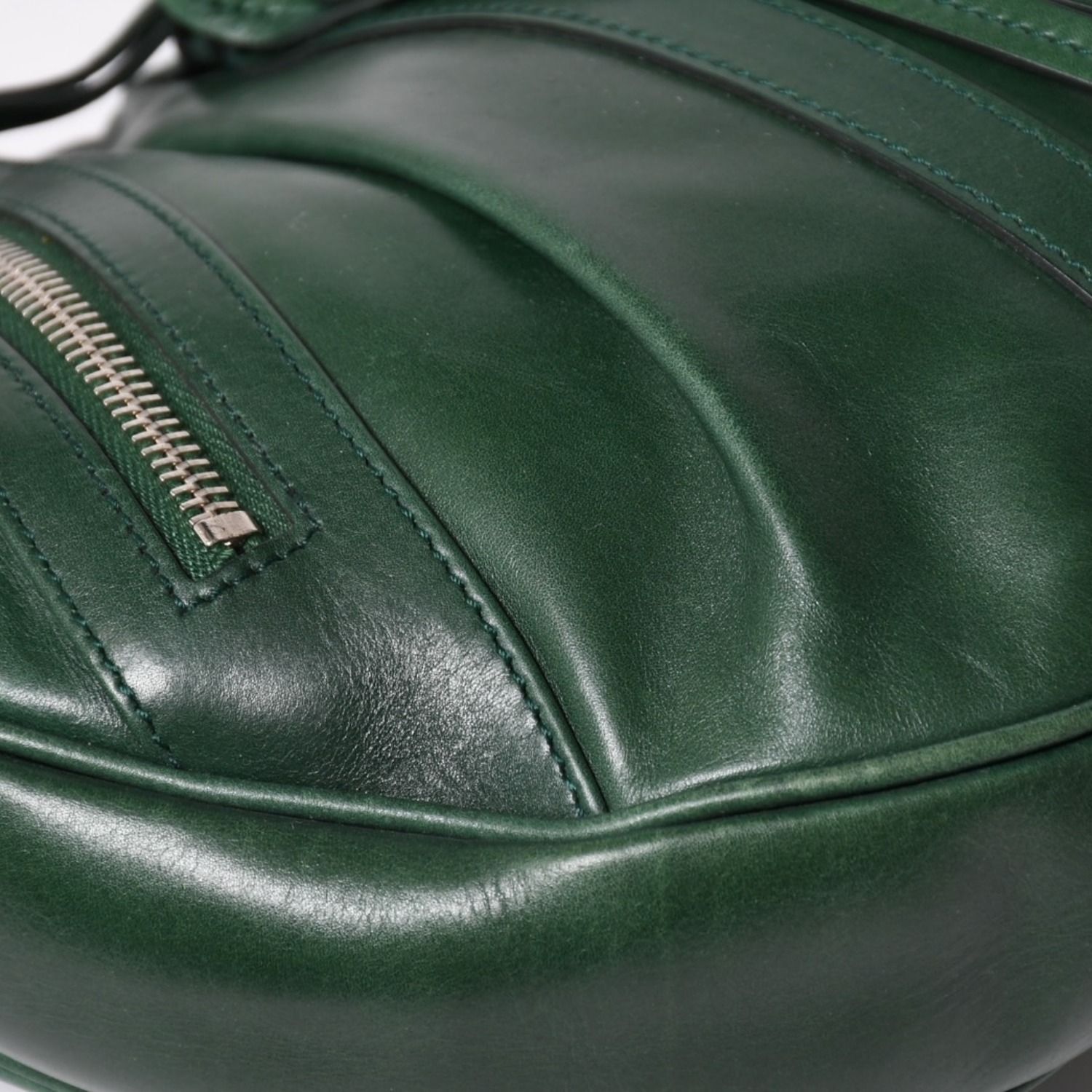 SAINT LAURENT サンローラン リヴゴーシュ レザー ホーボーショルダーバッグ トムフォード期 プリーツ加工 グリーン 120436 シルバー金具 美品 中古 4a003520