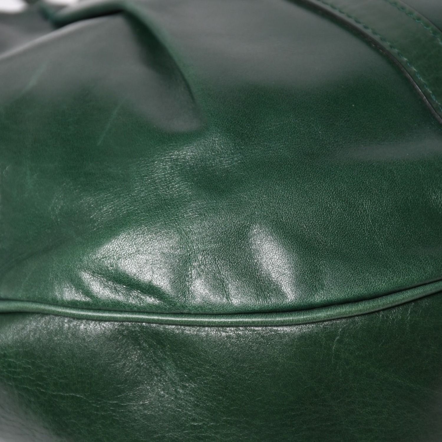 SAINT LAURENT サンローラン リヴゴーシュ レザー ホーボーショルダーバッグ トムフォード期 プリーツ加工 グリーン 120436 シルバー金具 美品 中古 4a003520