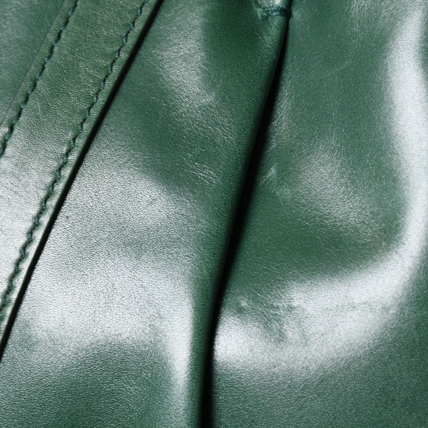 SAINT LAURENT サンローラン リヴゴーシュ レザー ホーボーショルダーバッグ トムフォード期 プリーツ加工 グリーン 120436 シルバー金具 美品 中古 4a003520