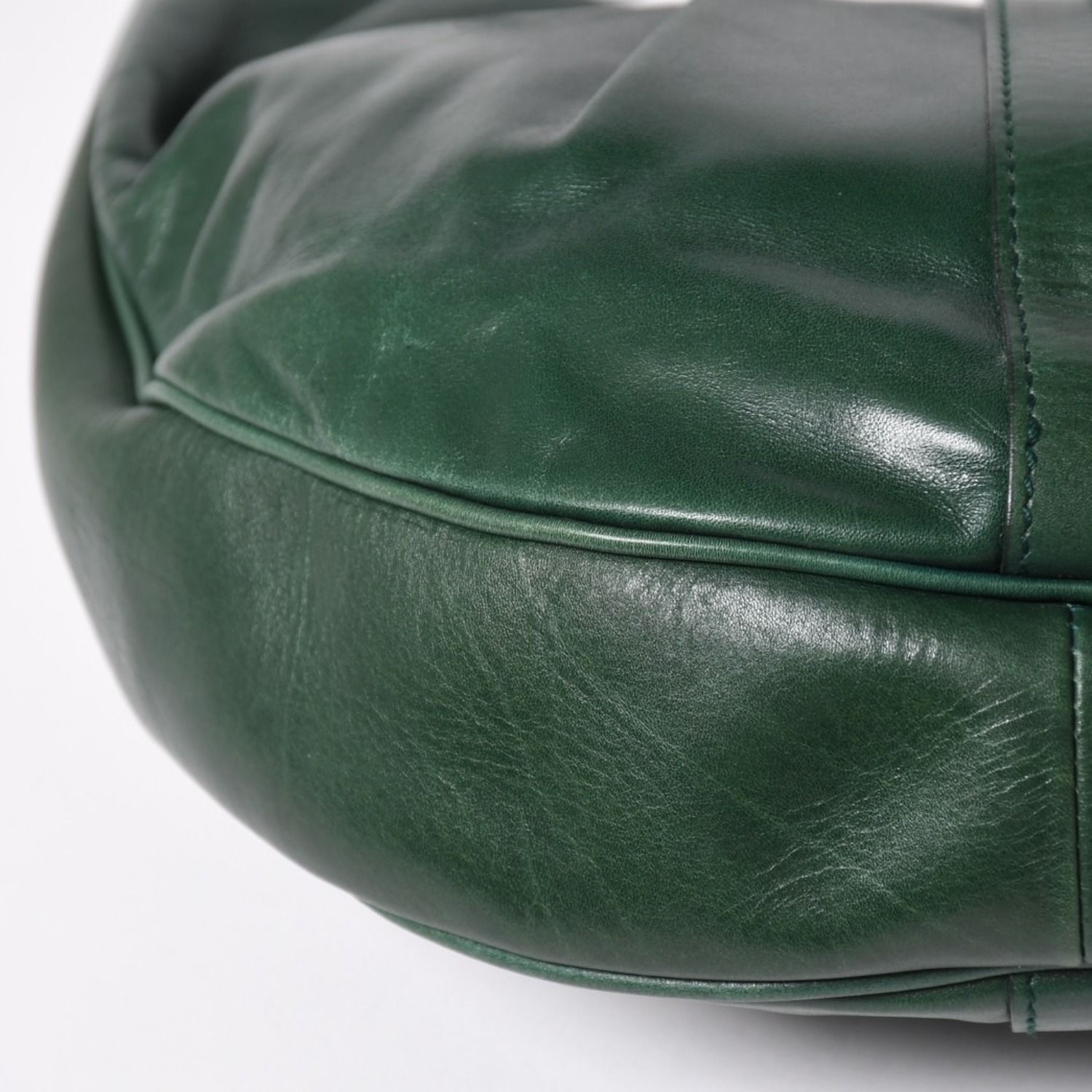 SAINT LAURENT サンローラン リヴゴーシュ レザー ホーボーショルダーバッグ トムフォード期 プリーツ加工 グリーン 120436 シルバー金具 美品 中古 4a003520