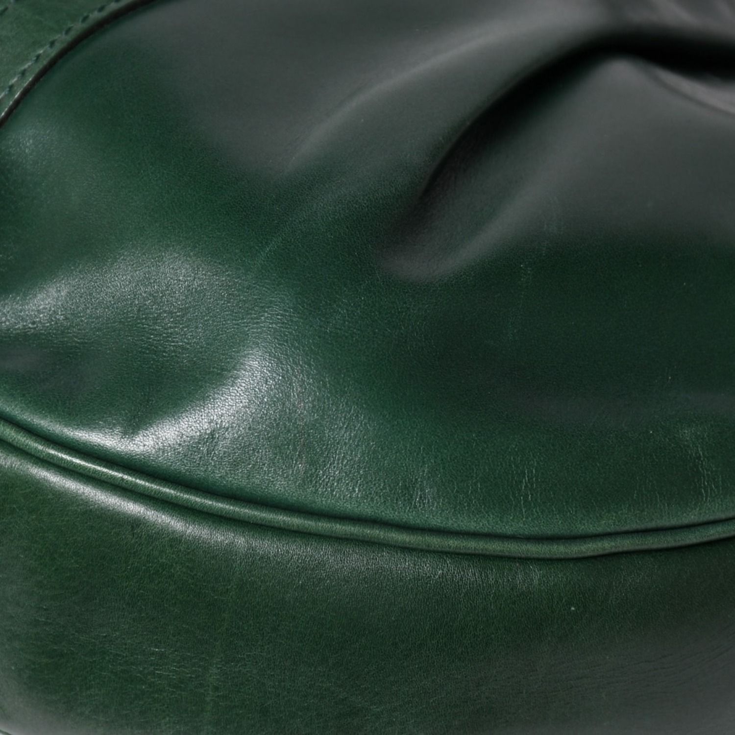 SAINT LAURENT サンローラン リヴゴーシュ レザー ホーボーショルダーバッグ トムフォード期 プリーツ加工 グリーン 120436 シルバー金具 美品 中古 4a003520