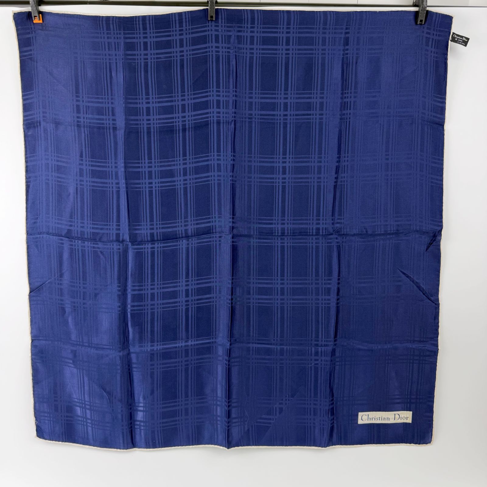 【中古】Christian Dior クリスチャン ディオール チェック柄 シルクスカーフ スカーフ シルク ネイビー ヴィンテージ レディース HIBUOCHI VINTAGE hboc260605a02-2