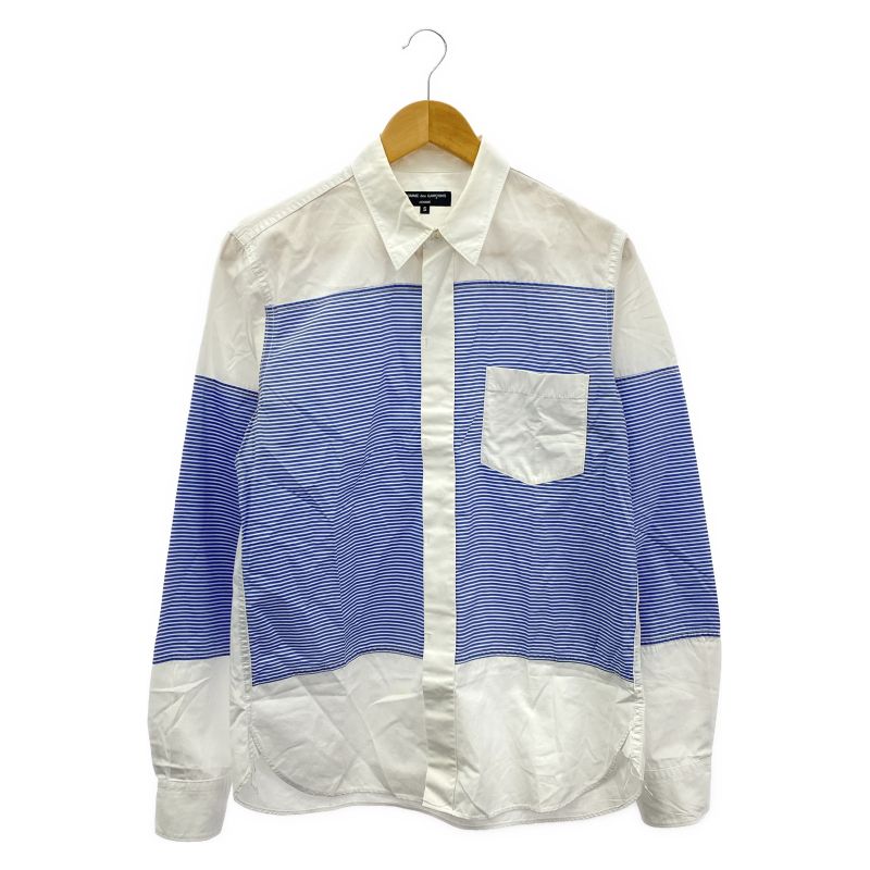【中古】COMME des GARCONS HQ-B024 シャツ ﾎﾜｲﾄ×ﾌﾞﾙｰ サイズS コムデギャルソン[91]