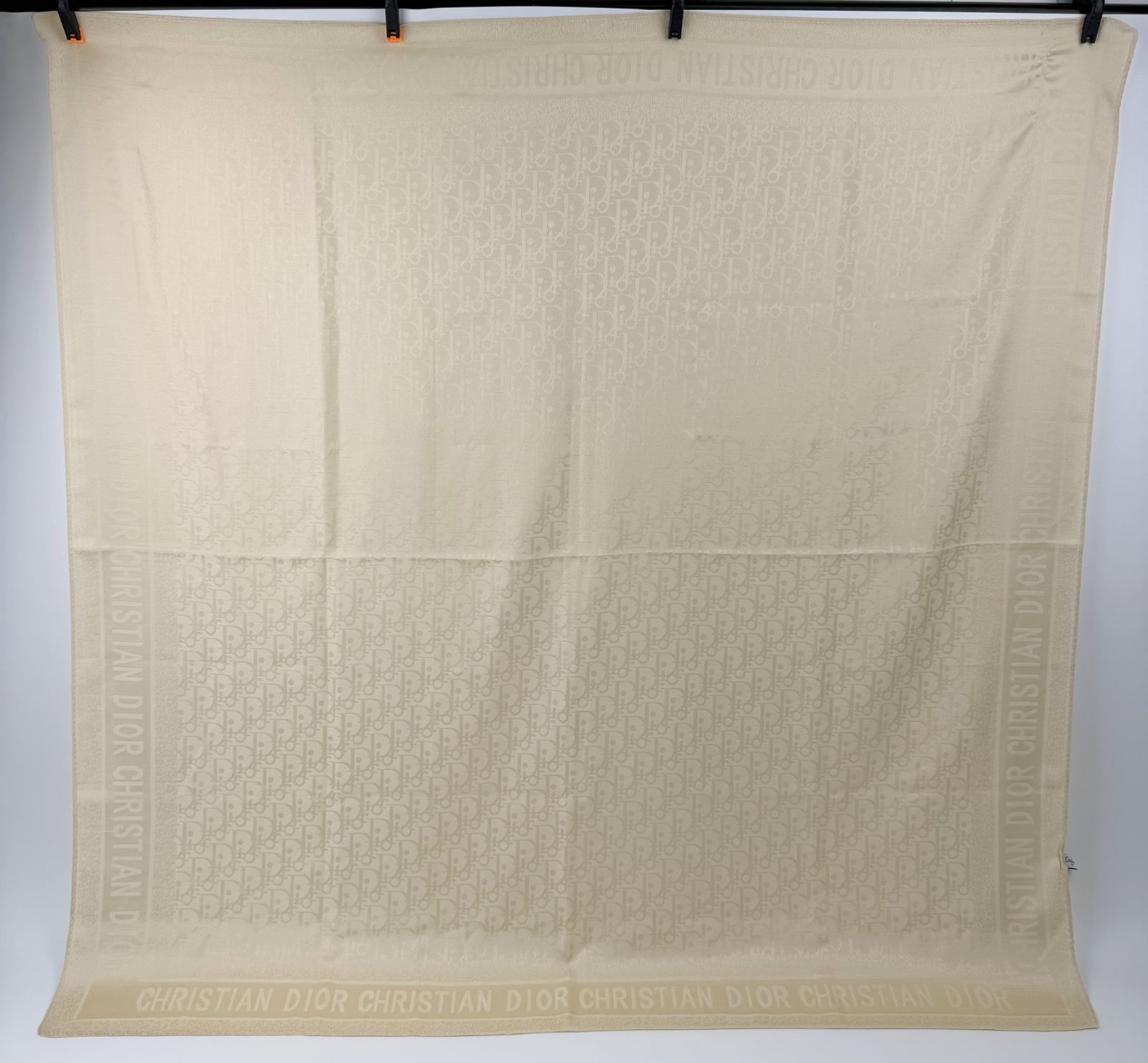 【中古】Christian Dior クリスチャン ディオール オブリーク ロゴ総柄 大判スカーフ スカーフ カシミヤ65％ シルク35％ アイボリー ベージュ ヴィンテージ レディース HIBUOCHI VINTAGE hboc260605a02-3