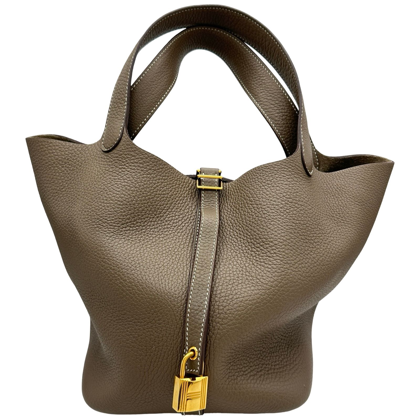 エルメス HERMES ピコタンロックMM Y刻印 エトゥープ/ゴールド金具 トリヨン レディース ハンドバッグ