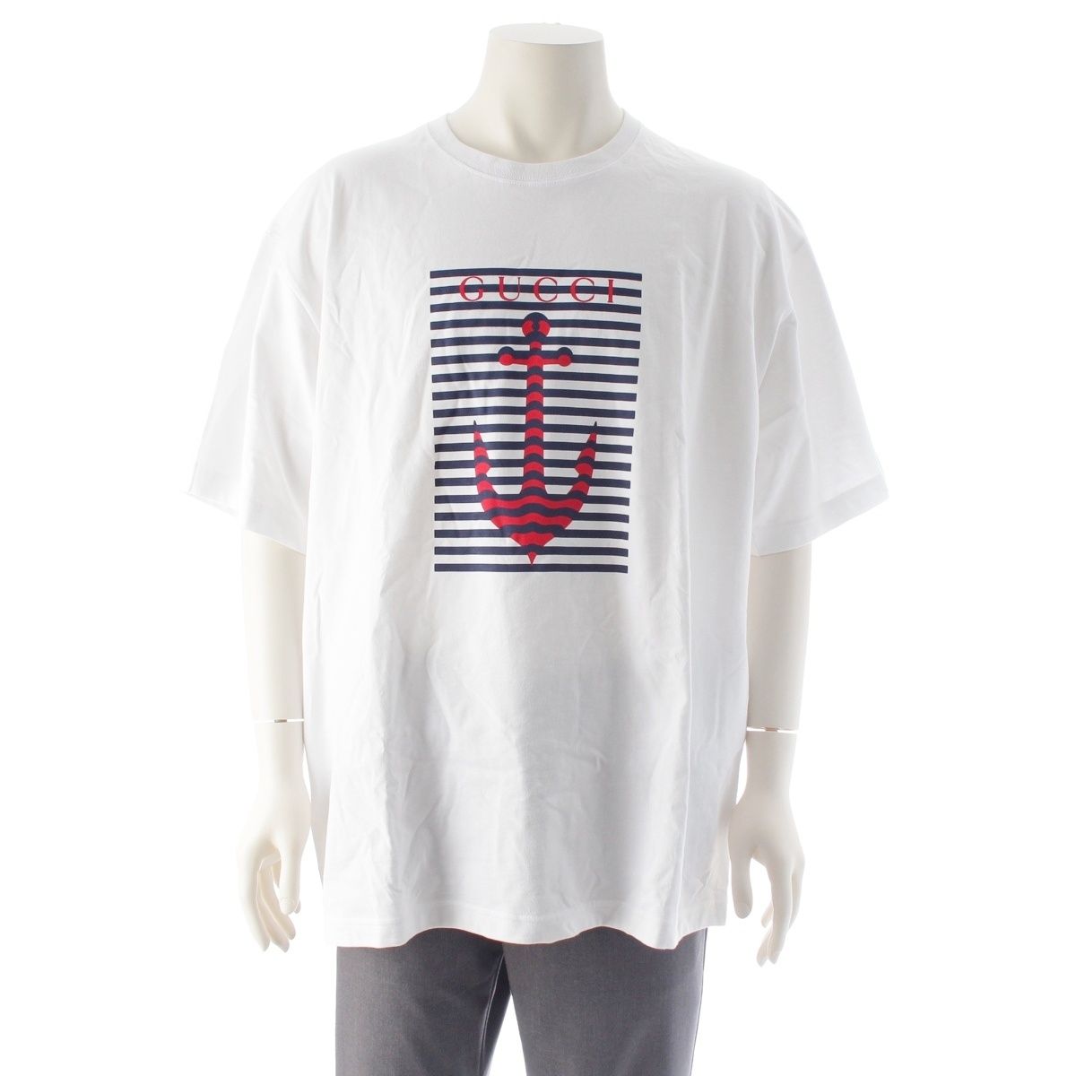 グッチ 25SS コットン ロゴ プリント 半袖Ｔシャツ 796395 ホワイト XXXL【中古】