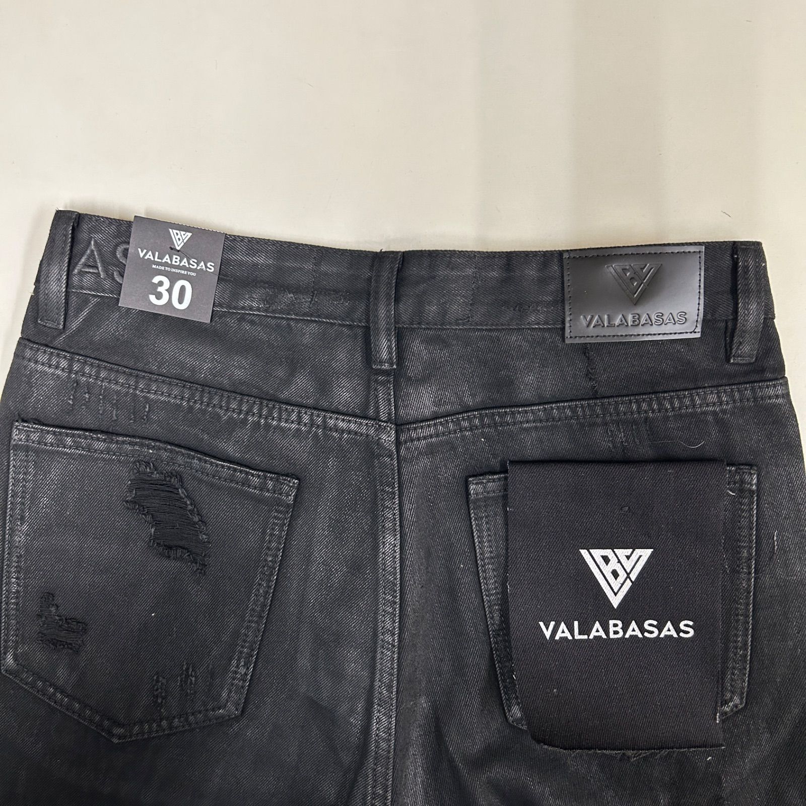 新作】【VALABASAS／バラバサス・ショートデニムパンツ（ブラック 