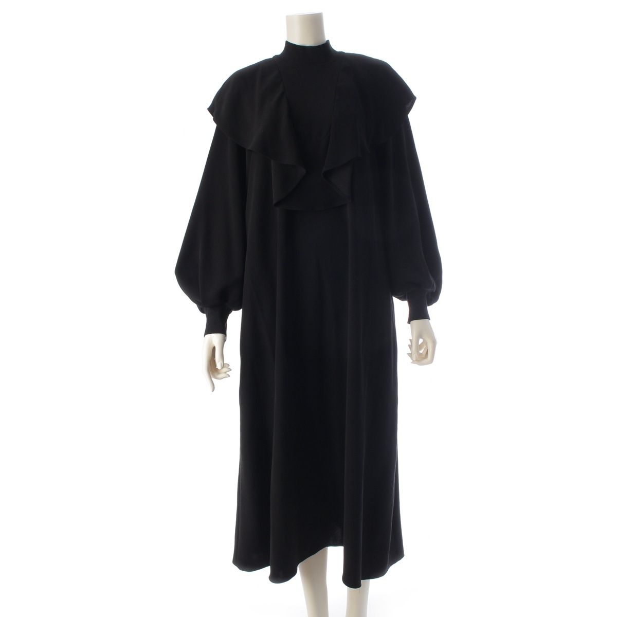 エンフォルド 23AW ワイド フレア ワンピース 長袖 300GA733-1690 ブラック 36【中古】