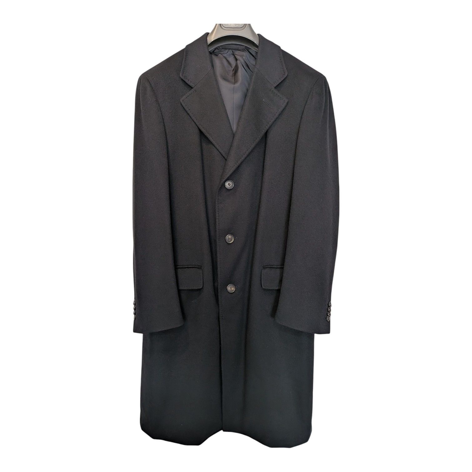 ​【最高峰/極美品】エルメネジルドゼニア ピュアカシミヤ100% チェスターコート 黒 46 ErmenegiIdo Zegna