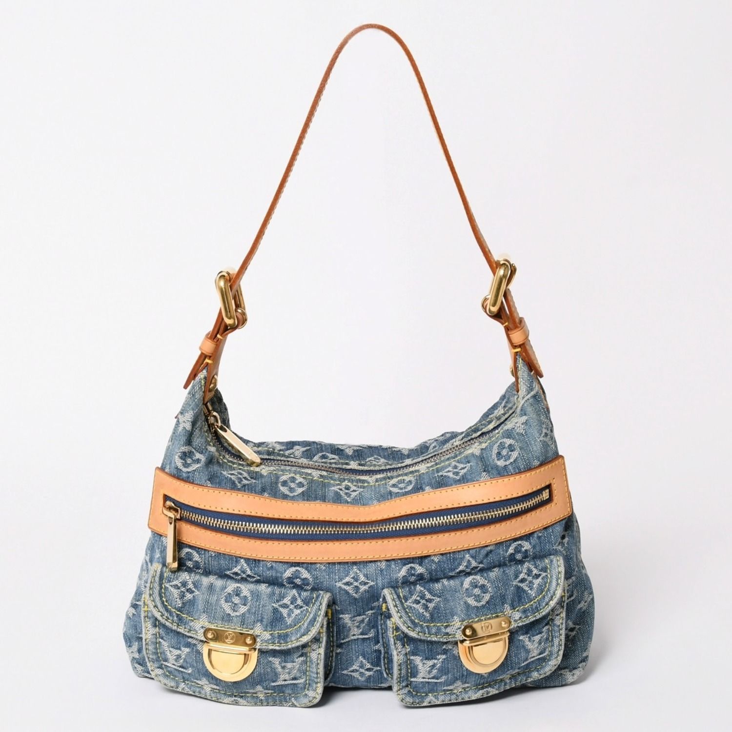 極美品 LOUIS VUITTON ルイヴィトン モノグラムデニム バギーPM ショルダーバッグ ワンショルダー M95049 インディゴブルー 中古 4a003469