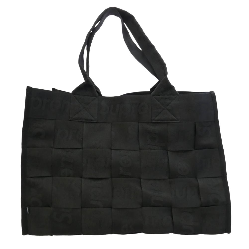 Supreme シュプリーム 23SS Woven Large Tote ウーブン ラージ トート バッグ ブラック系【極上美品】【中古】