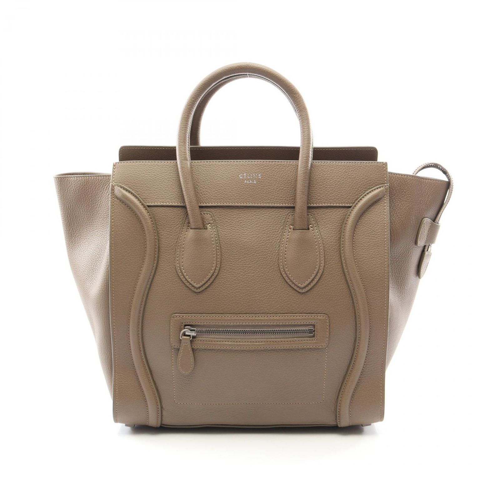 セリーヌ CELINE ハンドバッグ ラゲージ ミニショッパー グレージュ レザー ラゲージ マイクロ ミニ レディース Used A