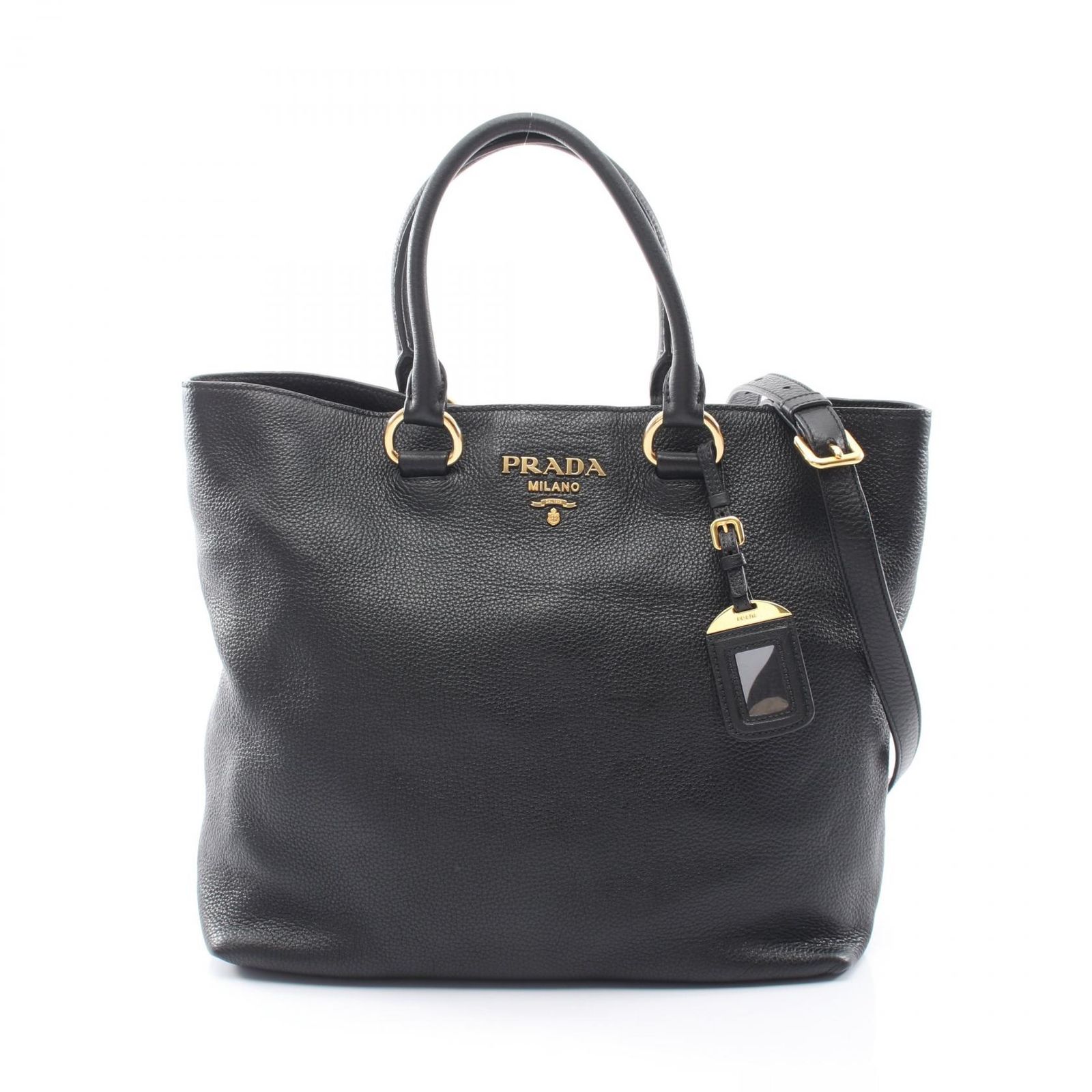 プラダ PRADA トートバッグ 2WAY ブラック レザー ヴィッテロフェニックス 2way トートバッグ レディース Used A