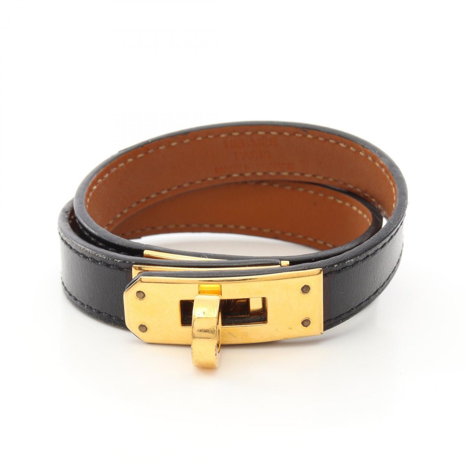 エルメス HERMES ブレスレット ケリーブレスレット ドゥブルトゥール カーフ（牛革） GP（ゴールドメッキ） ブレスレット レディース Used B 41,470円