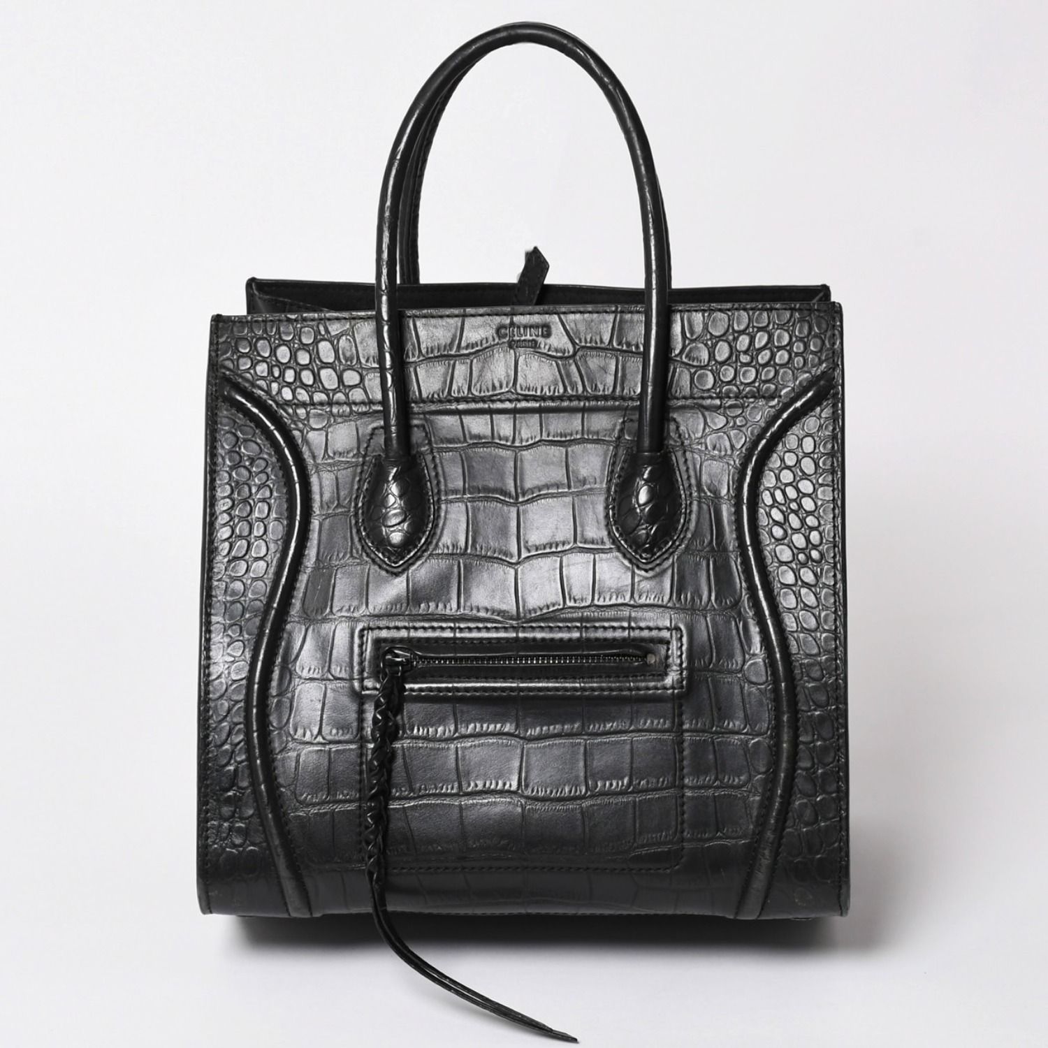 CELINE セリーヌ フィービー期 スクエア ラゲージ ファントム SQUARE LUGGAGE PHANTOM レザー BLACK ブラック U-PA-0120 ハンドバッグ 美品 中古 4a003589