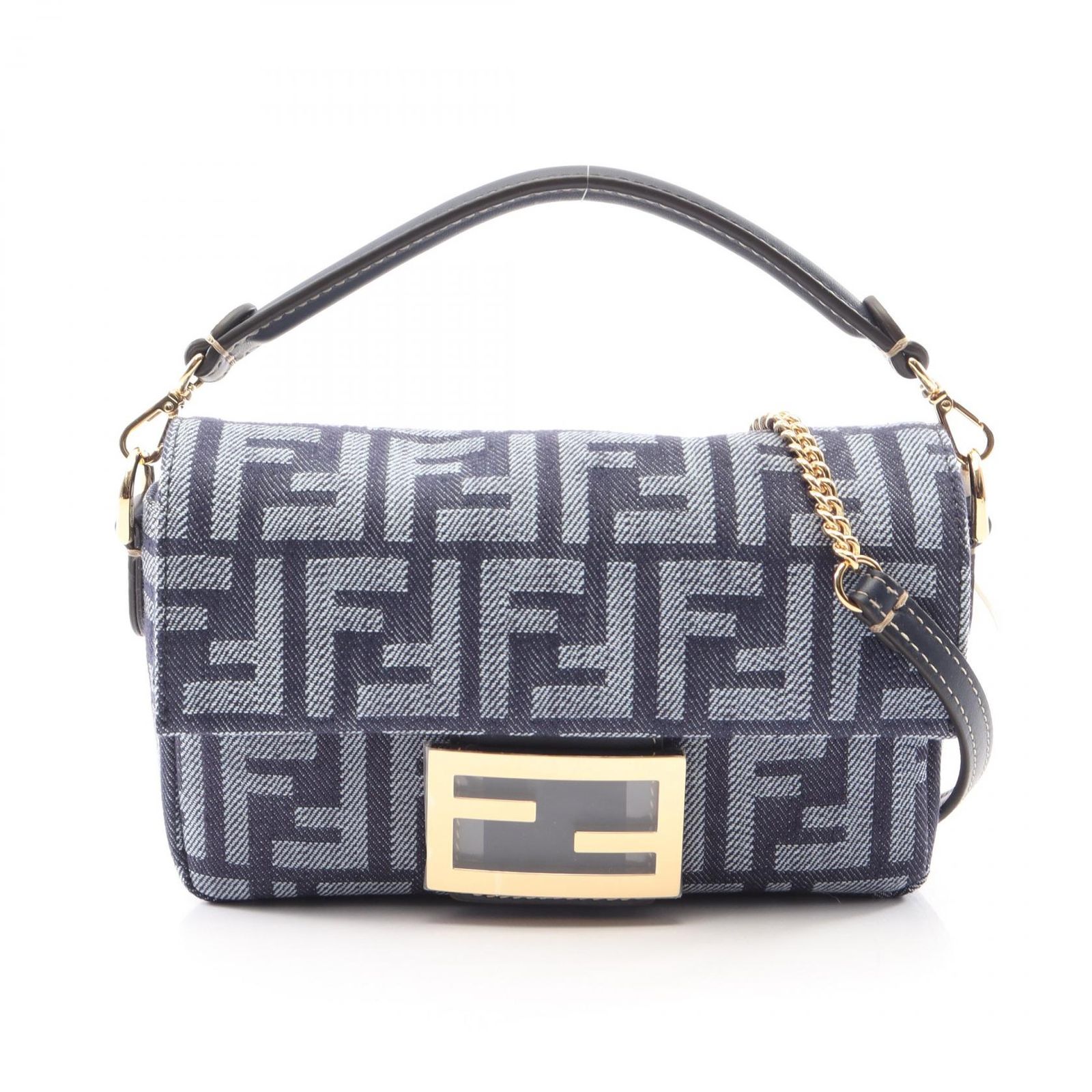 フェンディ FENDI ハンドバッグ ミニバゲット スモール 2WAY 8BS017AWVAF0NAP デニム レザー ハンドバッグ レディース 新品
