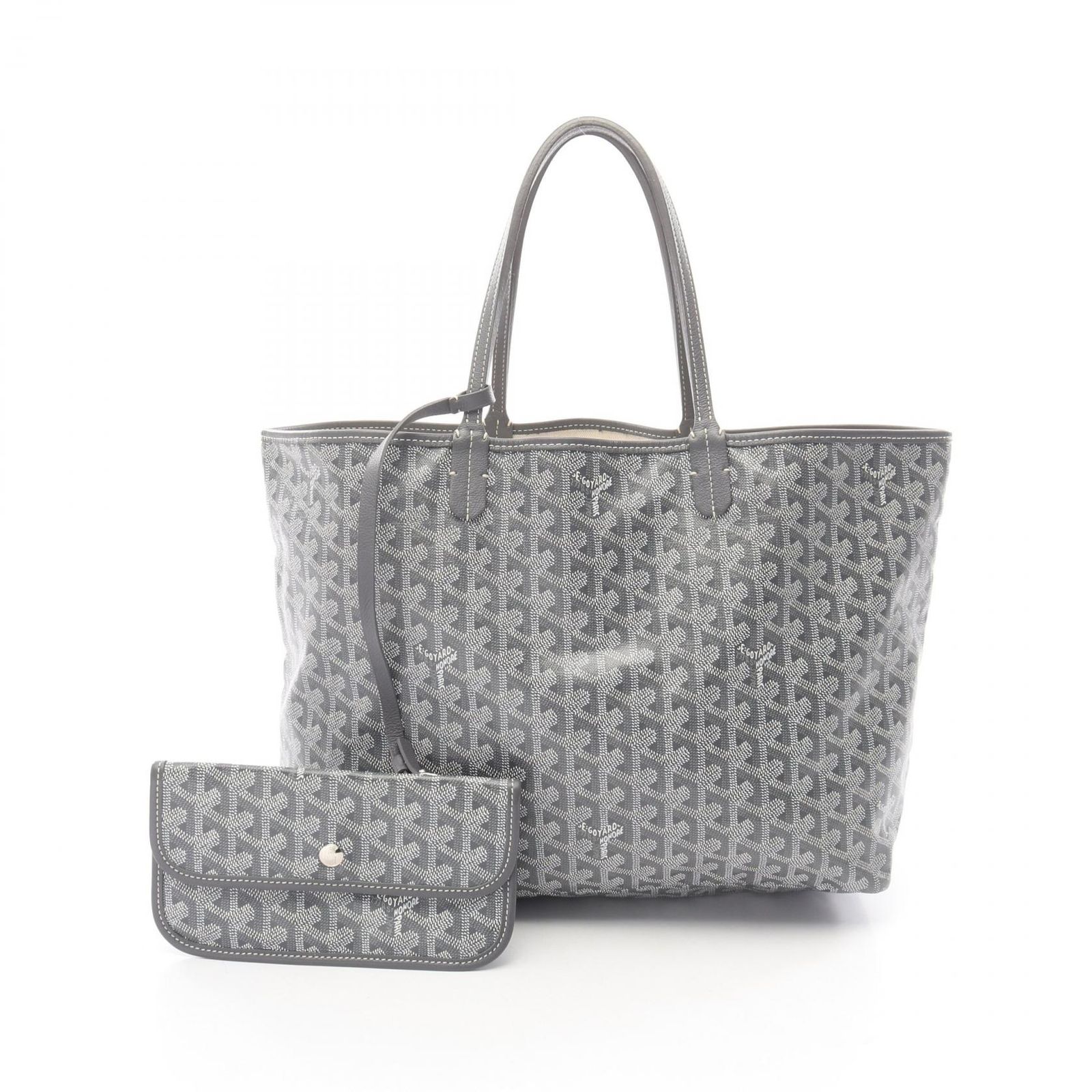 ゴヤール GOYARD トートバッグ サンルイPM グレー PVCコーティングキャンバス レザー サンルイPM レディース Used B