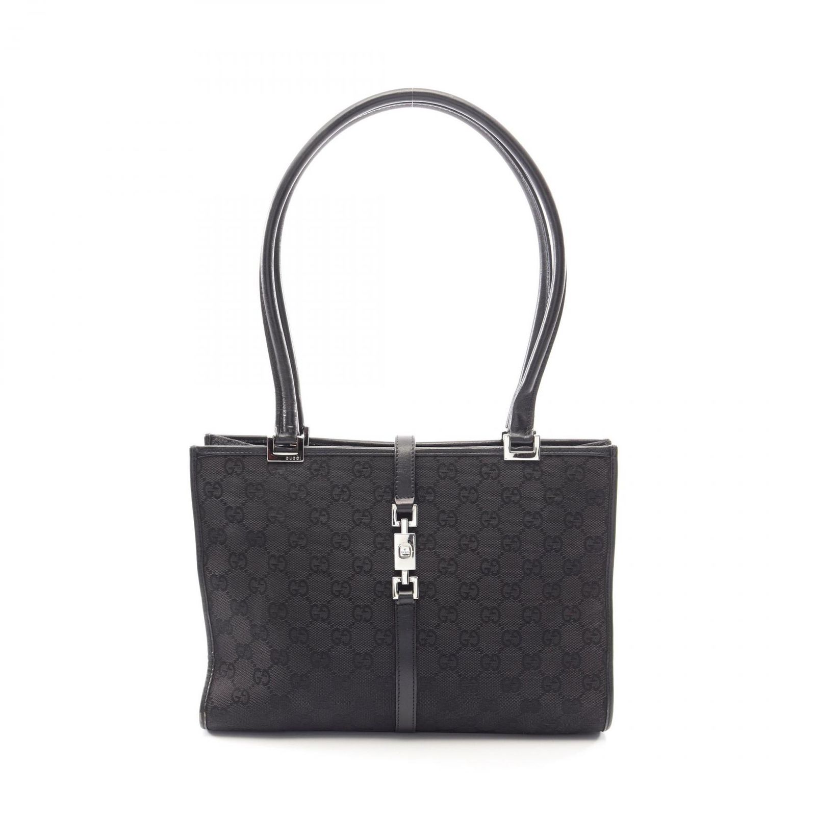 グッチ GUCCI トートバッグ ジャッキー 002 1073 ブラック キャンバス レザー ジャッキー トート レディース Used A