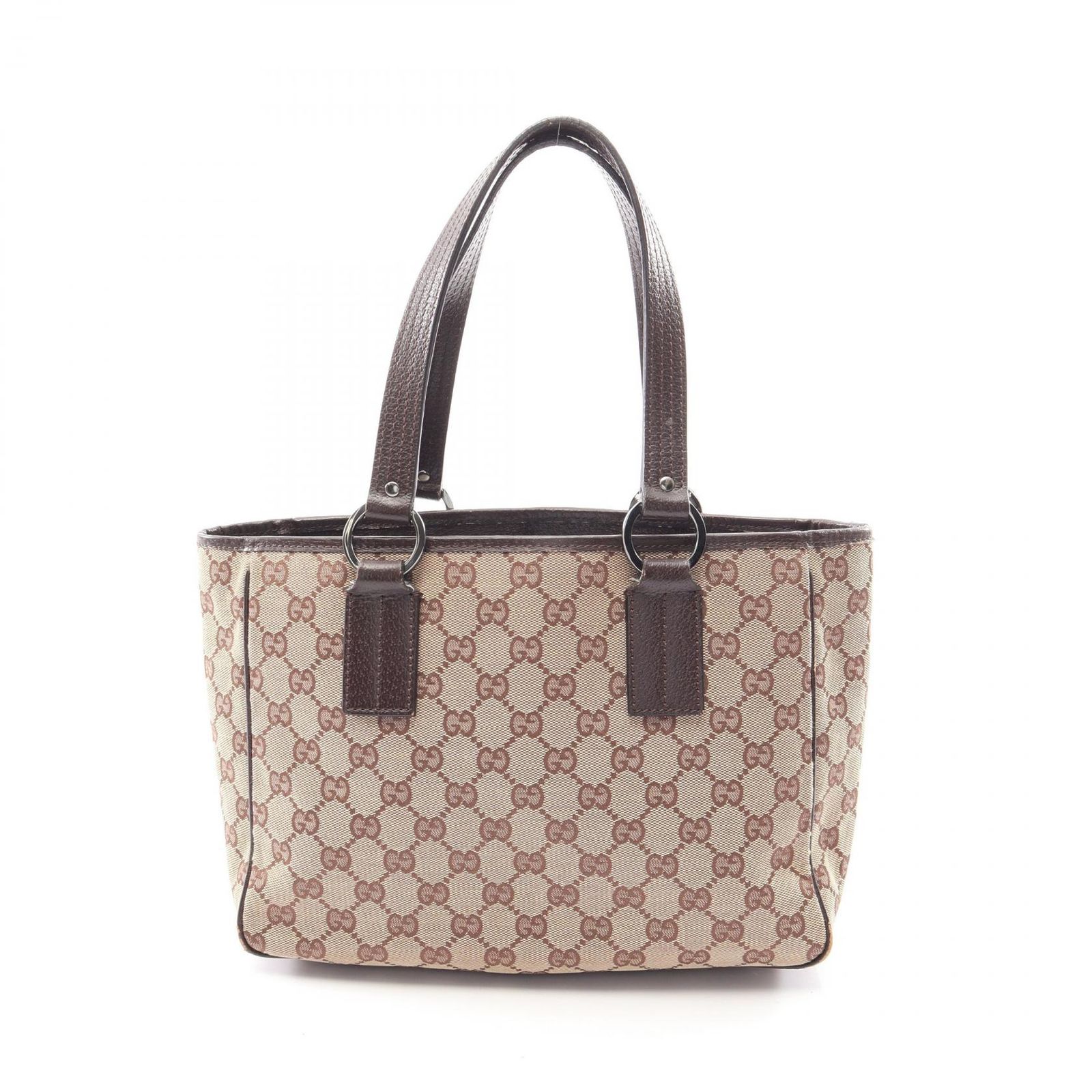 グッチ GUCCI トートバッグ GGキャンバス 113019 ベージュ/ダークブラウン キャンバス レザー ハンドバッグ レディース Used B