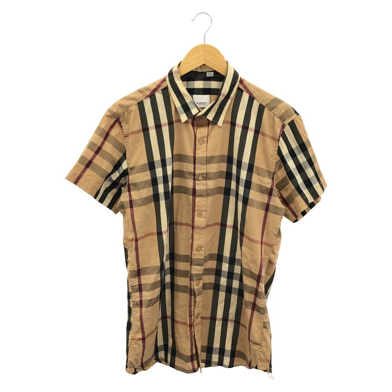 【中古】BURBERRY ノバチェック半袖シャツ サイズL バーバリー[24]